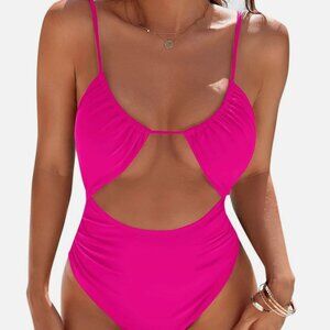 Blooming Jelly Womens 1-piece Swimsuit Size XLARGE High Cut Sexy Bikini Hot Pink